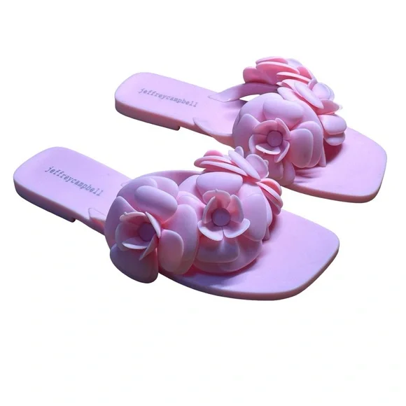 Jeffrey Campbell Bobble Gum Pink Floral Sandals Women’s Size 6.5 Chic Summer Fit - Picture 2 of 5